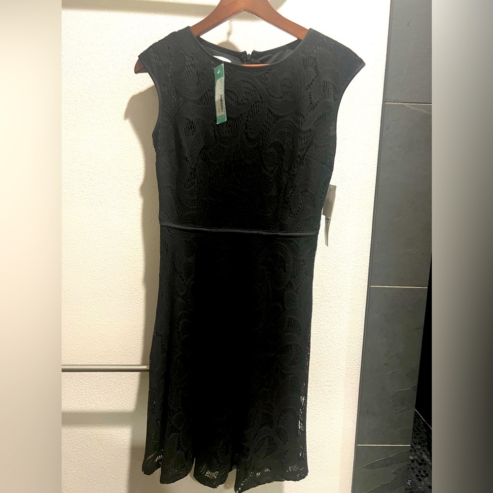 Beautiful party or work dress w/ delicate overlay stitch